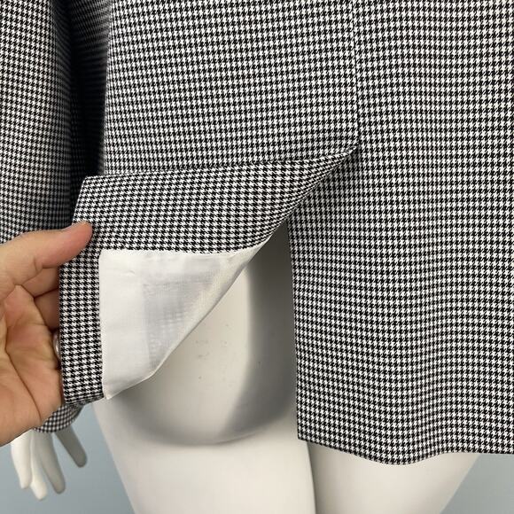 Talbots Women's 12 Single Button Stretch Blazer Jacket Black White Houndstooth - Picture 7 of 16